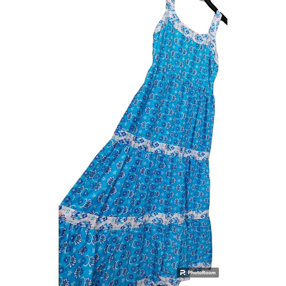 Harlow & Rose Blue Sundress Lined Size Small NEW Flowy Full India